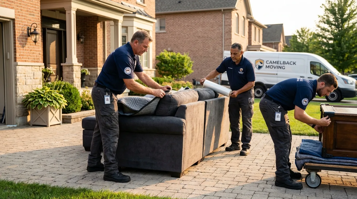 Large estate moving crew wrapping furniture in Mahnomen, MN