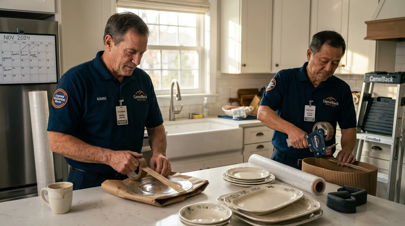 Professional crew packing kitchen dishware in Mahnomen, MN